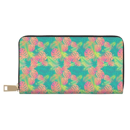 VOSERY Geldbörse für Damen, Leder, Bifold Multi Card Wallet, bunte Palmenblätter, lange Geldbörse für Damen VOSERY Geldbörse für Damen, Leder, Bifold Multi Card Wallet, bunte Palmenblätter, lange Geldbörse für Damen von VOSERY