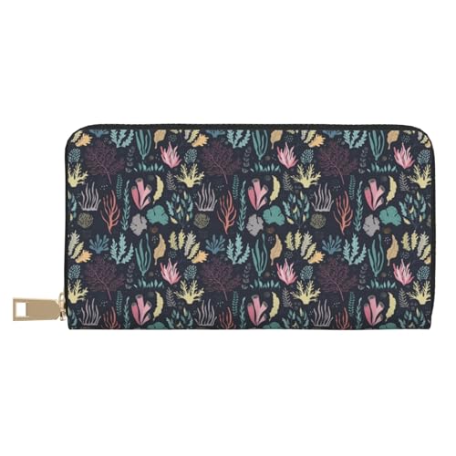 VOSERY Geldbörse für Damen, Leder, Bifold Multi Card Wallet, bunte Seetang, lange Geldbörse für Damen von VOSERY