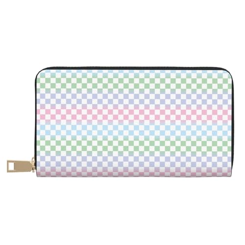 VOSERY Geldbörse für Damen, Leder, Bifold Multi Card Wallet, buntes Schachbrett, lange Geldbörse für Damen VOSERY Geldbörse für Damen, Leder, Bifold Multi Card Wallet, buntes Schachbrett, lange Geldbörse für Damen von VOSERY