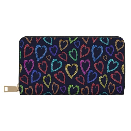 VOSERY Geldbörse für Damen, Leder, Bifold Multi Card Wallet, farbige Herzen, Damengeldbörse, lange Geldbörse VOSERY Geldbörse für Damen, Leder, Bifold Multi Card Wallet, farbige Herzen, Damengeldbörse, lange Geldbörse von VOSERY