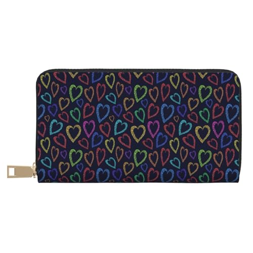 VOSERY Geldbörse für Damen, Leder, Bifold Multi Card Wallet, farbiges Herz, lange Geldbörse für Damen VOSERY Geldbörse für Damen, Leder, Bifold Multi Card Wallet, farbiges Herz, lange Geldbörse für Damen von VOSERY