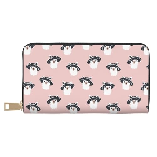 VOSERY Geldbörse für Damen, Leder, Bifold Multi Card Wallet, lustiger niedlicher Lami-Lama-Hut, lange Geldbörse für Damen VOSERY Geldbörse für Damen, Leder, Bifold Multi Card Wallet, lustiger niedlicher Lami-Lama-Hut, lange Geldbörse für Damen von VOSERY