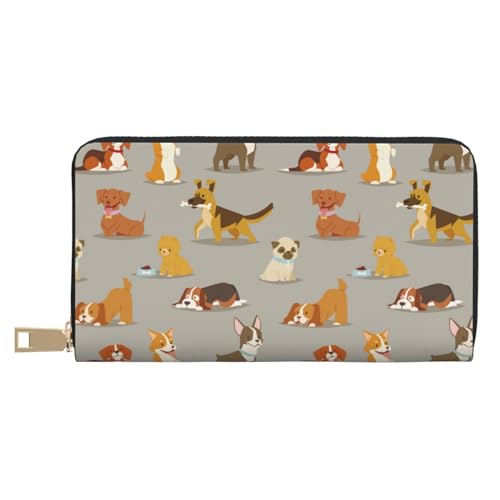 VOSERY Geldbörse für Damen, Leder, Bifold Multi Card Wallet, niedlicher Hundeaufdruck, Damengeldbörse, lange Geldbörse VOSERY Geldbörse für Damen, Leder, Bifold Multi Card Wallet, niedlicher Hundeaufdruck, Damengeldbörse, lange Geldbörse von VOSERY