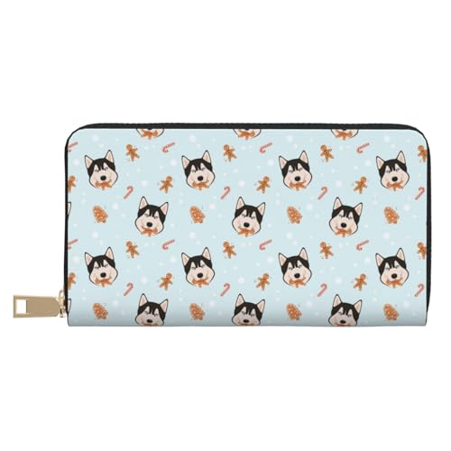 VOSERY Geldbörse für Damen, Leder, Bifold Multi Card Wallet, süßes Weihnachtsgeschenk Hund Damen Geldbörsen, lange Geldbörse von VOSERY
