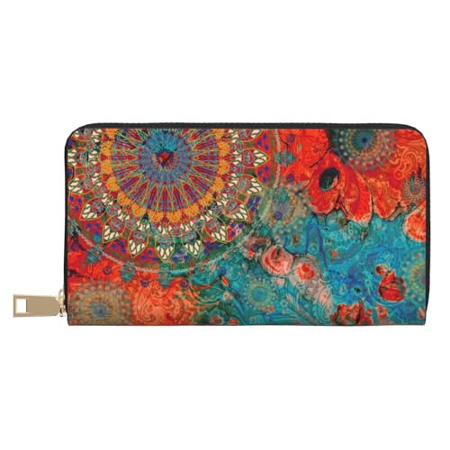 VOSERY Geldbörse für Damen, Leder, zweifach gefaltet, mehrere Karten, Mandala, bunt, lange Geldbörse für Damen VOSERY Geldbörse für Damen, Leder, zweifach gefaltet, mehrere Karten, Mandala, bunt, lange Geldbörse für Damen von VOSERY