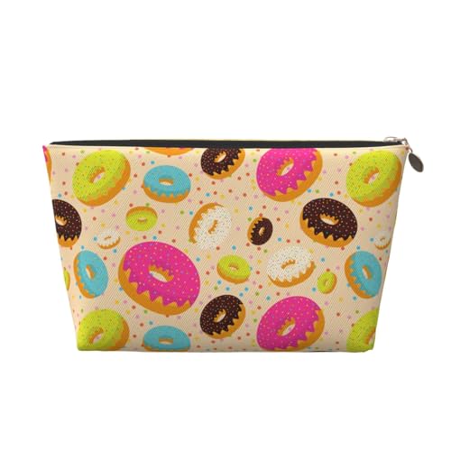 VOSERY Leder-Make-up-Tasche, Kosmetiktasche, Reise-Kulturbeutel für Damen, Donuts, Make-up-Tasche, Organizer, niedliche Make-up-Tasche, wasserdichte Make-up-Tasche von VOSERY