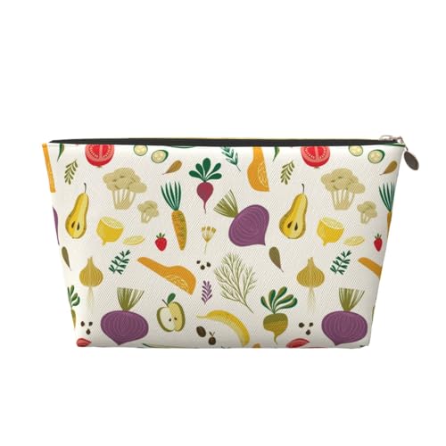 VOSERY Leder-Make-up-Tasche, Kosmetiktasche, Reise-Kulturbeutel für Damen, Gemüse-Make-up-Tasche, Organizer, niedliche Make-up-Tasche, wasserdichte Make-up-Tasche von VOSERY