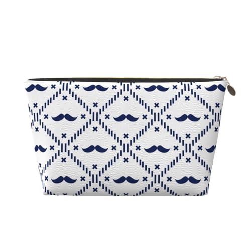 VOSERY Leder-Make-up-Tasche, Kosmetiktasche, Reise-Kulturbeutel für Damen, Hipster-Schnurrbart, Make-up-Tasche, Organizer, niedliche Make-up-Tasche, wasserdichte Make-up-Tasche von VOSERY