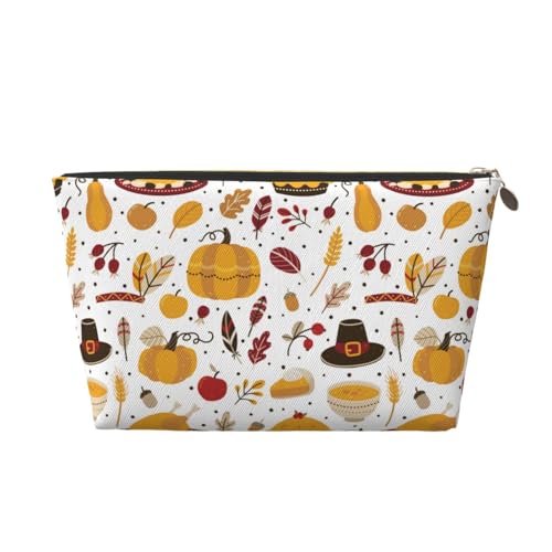 VOSERY Leder-Make-up-Tasche, Kosmetiktasche, Reise-Kulturbeutel für Damen, Thanksgiving, Make-up-Tasche, Organizer, niedliche Make-up-Tasche, wasserdichte Make-up-Tasche von VOSERY