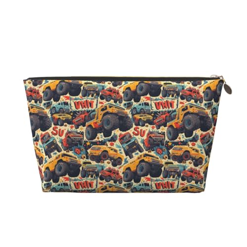 VOSERY Leder-Make-up-Tasche, Kosmetiktasche, Reise-Kulturbeutel für Damen, gelber Make-up-Tasche, Organizer, niedliche Make-up-Tasche, wasserdichte Make-up-Tasche von VOSERY