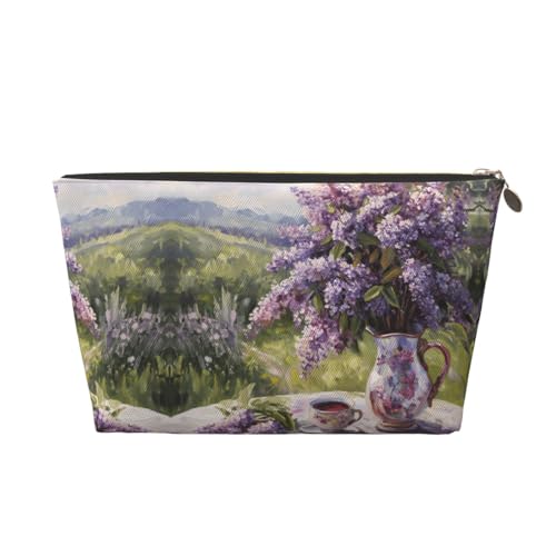 VOSERY Leder-Make-up-Tasche, Kosmetiktasche, Reise-Kulturbeutel für Damen, lila, Teekanne, malerische Malerei, Make-up-Tasche, Organizer, niedliche Make-up-Tasche, wasserdichte Make-up-Tasche VOSERY Leder-Make-up-Tasche, Kosmetiktasche, Reise-Kulturbeutel für Damen, lila, Teekanne, malerische Malerei, Make-up-Tasche, Organizer, niedliche Make-up-Tasche, wasserdichte Make-up-Tasche von VOSERY