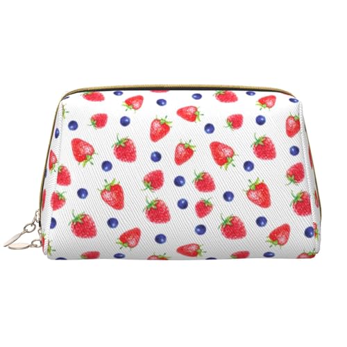 VOSERY Make-up-Tasche, Kosmetiktasche, Reise-Kulturbeutel für Damen, Erdbeer-Blaubeer-Make-up-Tasche, große Kapazität, Make-up-Tasche, Organizer, niedliche Make-up-Tasche, wasserdichte von VOSERY