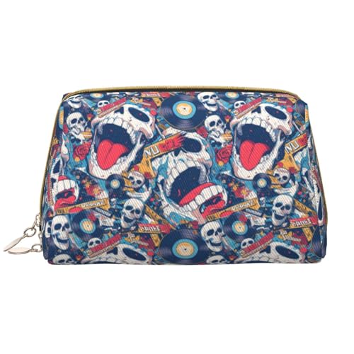 VOSERY Make-up-Tasche, Kosmetiktasche, Reise-Kulturbeutel für Damen, coole Rock-Totenkopf-Make-up-Tasche, große Kapazität, Make-up-Tasche, Organizer, niedliche Make-up-Tasche, wasserdichte von VOSERY