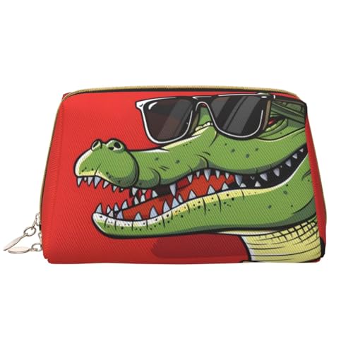 VOSERY Make-up-Tasche, Kosmetiktasche, Reise-Kulturbeutel für Damen, cooles Krokodil mit Sonnenbrille, Make-up-Tasche, große Kapazität, Make-up-Tasche, Organizer, niedliche Make-up-Tasche VOSERY Make-up-Tasche, Kosmetiktasche, Reise-Kulturbeutel für Damen, cooles Krokodil mit Sonnenbrille, Make-up-Tasche, große Kapazität, Make-up-Tasche, Organizer, niedliche Make-up-Tasche von VOSERY