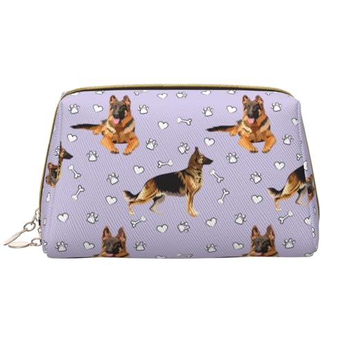 VOSERY Make-up-Tasche, Kosmetiktasche, Reise-Kulturbeutel für Damen, deutscher Schäferhund, große Kapazität, Make-up-Tasche, Organizer, niedliche Make-up-Tasche, wasserdicht, Leder von VOSERY