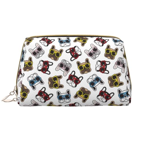 VOSERY Make-up-Tasche, Kosmetiktasche, Reise-Kulturbeutel für Damen, große Kapazität, Make-up-Tasche, Organizer, Bulldogge, Sonnenbrille, Gesicht, Make-up-Tasche, niedliche Make-up-Tasche VOSERY Make-up-Tasche, Kosmetiktasche, Reise-Kulturbeutel für Damen, große Kapazität, Make-up-Tasche, Organizer, Bulldogge, Sonnenbrille, Gesicht, Make-up-Tasche, niedliche Make-up-Tasche von VOSERY