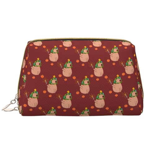 VOSERY Make-up-Tasche, Kosmetiktasche, Reise-Kulturbeutel für Damen, große Kapazität, Make-up-Tasche, Organizer, Capybaras Weihnachts-Make-up-Tasche, niedliche Make-up-Tasche, wasserdicht, Leder von VOSERY