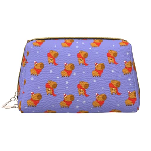 VOSERY Make-up-Tasche, Kosmetiktasche, Reise-Kulturbeutel für Damen, große Kapazität, Make-up-Tasche, Organizer, Capybaras Weihnachts-Make-up-Tasche, niedliche Make-up-Tasche, wasserdichte von VOSERY