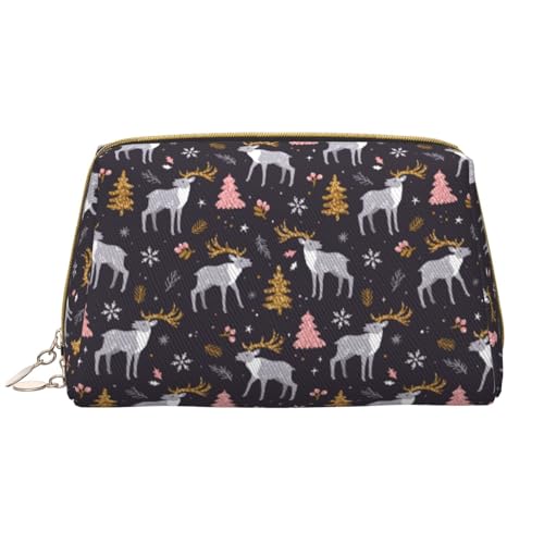 VOSERY Make-up-Tasche, Kosmetiktasche, Reise-Kulturbeutel für Damen, große Kapazität, Make-up-Tasche, Organizer, Cartoon, niedlicher Elch, Hirsch, Weihnachten, Make-up-Tasche, niedliche Make-up-Tasche von VOSERY
