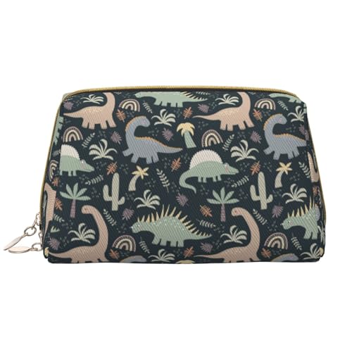VOSERY Make-up-Tasche, Kosmetiktasche, Reise-Kulturbeutel für Damen, große Kapazität, Make-up-Tasche, Organizer, Cartoon-Dinosaurier-Druck, niedliche Make-up-Tasche, wasserdichte Leder-Make-up-Tasche von VOSERY