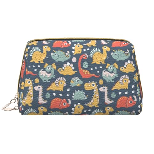 VOSERY Make-up-Tasche, Kosmetiktasche, Reise-Kulturbeutel für Damen, große Kapazität, Make-up-Tasche, Organizer, Cartoon-Dinosaurier-Druck, niedliche Make-up-Tasche, wasserdichte Leder-Make-up-Tasche von VOSERY