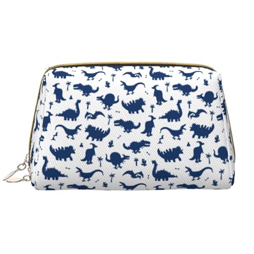 VOSERY Make-up-Tasche, Kosmetiktasche, Reise-Kulturbeutel für Damen, große Kapazität, Make-up-Tasche, Organizer, Dinosaurier, blaue Silhouette, niedliche Make-up-Tasche, wasserdichte von VOSERY