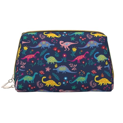 VOSERY Make-up-Tasche, Kosmetiktasche, Reise-Kulturbeutel für Damen, große Kapazität, Make-up-Tasche, Organizer, Dinosaurier-Blumen, Make-up-Tasche, niedliche Make-up-Tasche, wasserdichte von VOSERY
