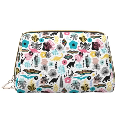 VOSERY Make-up-Tasche, Kosmetiktasche, Reise-Kulturbeutel für Damen, große Kapazität, Make-up-Tasche, Organizer, Dinosaurier-Druck, niedliche Make-up-Tasche, wasserdichte Leder-Make-up-Tasche von VOSERY