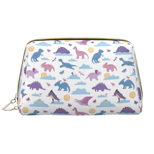 VOSERY Make-up-Tasche, Kosmetiktasche, Reise-Kulturbeutel für Damen, große Kapazität, Make-up-Tasche, Organizer, Dinosaurier-Druck, niedliche Make-up-Tasche, wasserdichte Leder-Make-up-Tasche von VOSERY