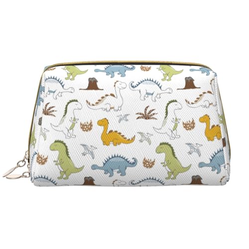 VOSERY Make-up-Tasche, Kosmetiktasche, Reise-Kulturbeutel für Damen, große Kapazität, Make-up-Tasche, Organizer, Dinosaurier-Druck, niedliche Make-up-Tasche, wasserdichte Leder-Make-up-Tasche von VOSERY