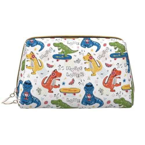 VOSERY Make-up-Tasche, Kosmetiktasche, Reise-Kulturbeutel für Damen, große Kapazität, Make-up-Tasche, Organizer, Dinosaurier-Make-up-Tasche, niedliche Make-up-Tasche, wasserdichte Leder-Make-up-Tasche von VOSERY