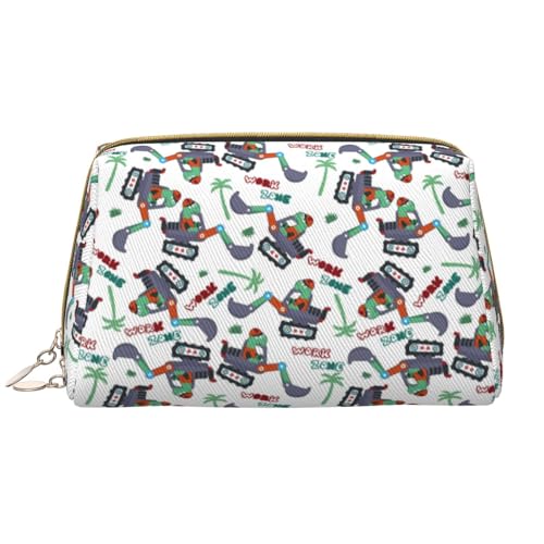 VOSERY Make-up-Tasche, Kosmetiktasche, Reise-Kulturbeutel für Damen, große Kapazität, Make-up-Tasche, Organizer, Dinosaurier auf Bagger, 2 Make-up-Tasche, niedliche Make-up-Tasche, wasserdichte von VOSERY