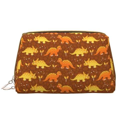 VOSERY Make-up-Tasche, Kosmetiktasche, Reise-Kulturbeutel für Damen, große Kapazität, Make-up-Tasche, Organizer, Dinosaurier und Blätter, Make-up-Tasche, niedliche Make-up-Tasche, wasserdichte von VOSERY