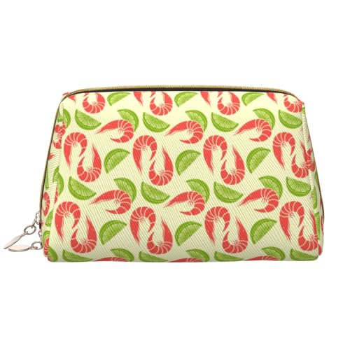 VOSERY Make-up-Tasche, Kosmetiktasche, Reise-Kulturbeutel für Damen, große Kapazität, Make-up-Tasche, Organizer, Limettengrün / Garnelen, niedliche Make-up-Tasche, wasserdicht, Leder von VOSERY