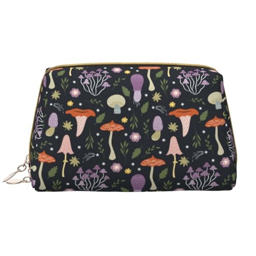 VOSERY Make-up-Tasche, Kosmetiktasche, Reise-Kulturbeutel für Damen, große Kapazität, Make-up-Tasche, Organizer, Pilze, eine Make-up-Tasche, niedliche Make-up-Tasche, wasserdichte Leder-Make-up-Tasche von VOSERY