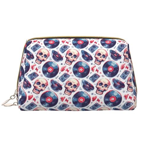 VOSERY Make-up-Tasche, Kosmetiktasche, Reise-Kulturbeutel für Damen, große Kapazität, Make-up-Tasche, Organizer, Rock-Musik, Totenkopf-Make-up-Tasche, niedliche Make-up-Tasche, wasserdichte von VOSERY