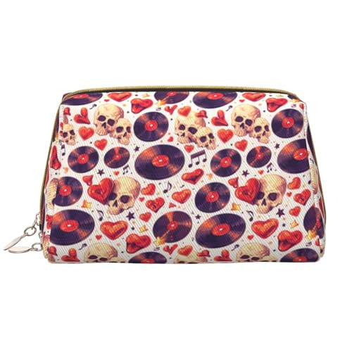 VOSERY Make-up-Tasche, Kosmetiktasche, Reise-Kulturbeutel für Damen, große Kapazität, Make-up-Tasche, Organizer, Rock-Totenkopf-Aufzeichnung, Herz-Make-up-Tasche, niedliche Make-up-Tasche von VOSERY