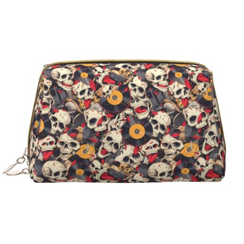 VOSERY Make-up-Tasche, Kosmetiktasche, Reise-Kulturbeutel für Damen, große Kapazität, Make-up-Tasche, Organizer, Rock-Totenkopf-Plattenkünstler, niedliche Make-up-Tasche, wasserdichte von VOSERY