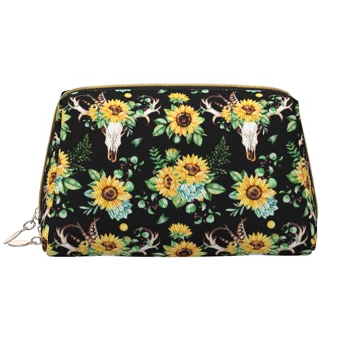 VOSERY Make-up-Tasche, Kosmetiktasche, Reise-Kulturbeutel für Damen, große Kapazität, Make-up-Tasche, Organizer, Sonnenblumen-Schädel, Boho-Make-up-Tasche, niedliche Make-up-Tasche, wasserdichte VOSERY Make-up-Tasche, Kosmetiktasche, Reise-Kulturbeutel für Damen, große Kapazität, Make-up-Tasche, Organizer, Sonnenblumen-Schädel, Boho-Make-up-Tasche, niedliche Make-up-Tasche, wasserdichte von VOSERY