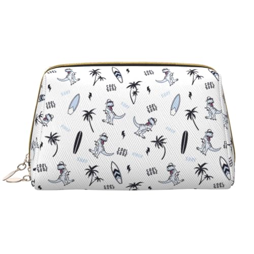 VOSERY Make-up-Tasche, Kosmetiktasche, Reise-Kulturbeutel für Damen, große Kapazität, Make-up-Tasche, Organizer, Surfer-Dinosaurier-Muster, Make-up-Tasche, niedliche Make-up-Tasche, wasserdichte von VOSERY