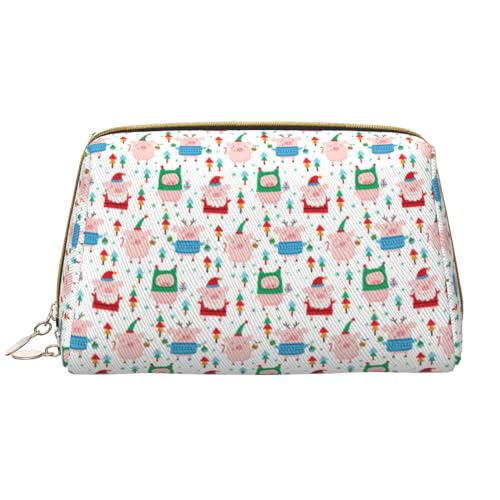VOSERY Make-up-Tasche, Kosmetiktasche, Reise-Kulturbeutel für Damen, große Kapazität, Make-up-Tasche, Organizer, Weihnachten, niedliches Schwein, rosa Make-up-Tasche, niedliche Make-up-Tasche von VOSERY