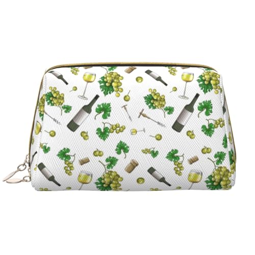 VOSERY Make-up-Tasche, Kosmetiktasche, Reise-Kulturbeutel für Damen, große Kapazität, Make-up-Tasche, Organizer, Weinglas, niedliche Make-up-Tasche, wasserdicht, Leder von VOSERY