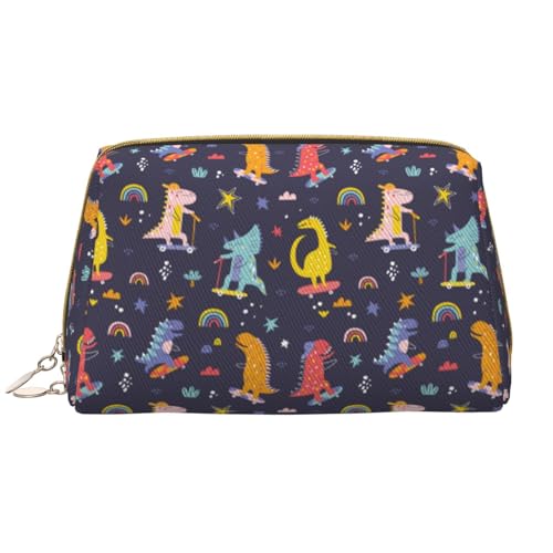 VOSERY Make-up-Tasche, Kosmetiktasche, Reise-Kulturbeutel für Damen, große Kapazität, Make-up-Tasche, Organizer, bunte Dinosaurier-Regenbogen-Make-up-Tasche, niedliche Make-up-Tasche, wasserdichte von VOSERY