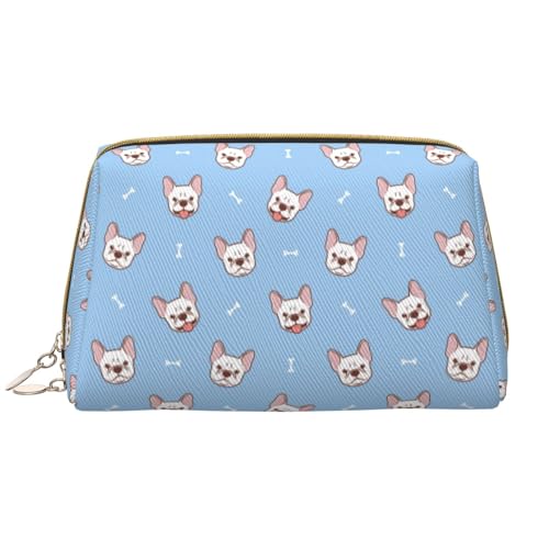 VOSERY Make-up-Tasche, Kosmetiktasche, Reise-Kulturbeutel für Damen, große Kapazität, Make-up-Tasche, Organizer, französische Bulldogge, niedlicher Make-up-Tasche, wasserdicht, Leder von VOSERY
