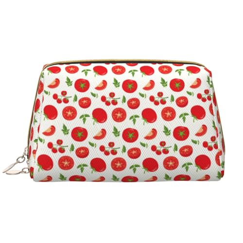 VOSERY Make-up-Tasche, Kosmetiktasche, Reise-Kulturbeutel für Damen, große Kapazität, Make-up-Tasche, Organizer, frische rote Tomaten, niedliche Make-up-Tasche, wasserdichte Leder-Make-up-Tasche von VOSERY