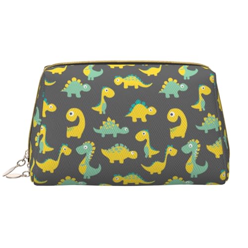 VOSERY Make-up-Tasche, Kosmetiktasche, Reise-Kulturbeutel für Damen, große Kapazität, Make-up-Tasche, Organizer, niedlicher Dinosaurier, gelbe Make-up-Tasche, niedliche Make-up-Tasche, wasserdichte von VOSERY