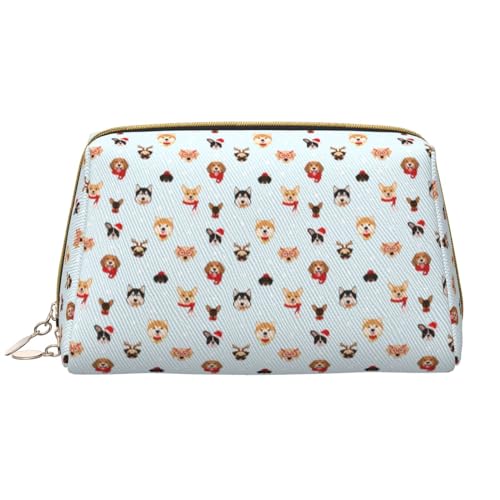 VOSERY Make-up-Tasche, Kosmetiktasche, Reise-Kulturbeutel für Damen, große Kapazität, Make-up-Tasche, Organizer, niedlicher Hund, Welpen, Weihnachts-Make-up-Tasche, niedliche Make-up-Tasche von VOSERY