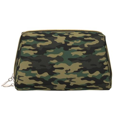 VOSERY Make-up-Tasche, Kosmetiktasche, Reise-Kulturbeutel für Damen, klassisch, große Kapazität, Make-up-Tasche, Organizer, niedliche Make-up-Tasche, wasserdicht, Leder, Grün von VOSERY