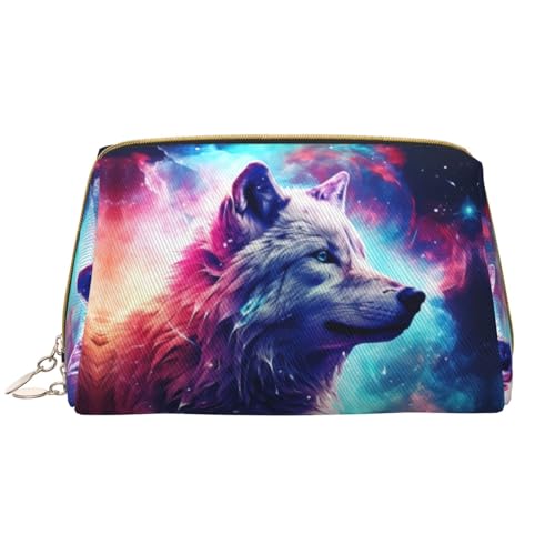 VOSERY Make-up-Tasche, Kosmetiktasche, Reise-Kulturbeutel für Damen, mehrfarbiger Wolf, große Kapazität, Make-up-Tasche, Organizer, niedliche Make-up-Tasche, wasserdicht, Leder von VOSERY