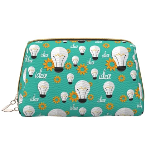 VOSERY Make-up-Tasche, Kosmetiktasche, Reise-Kulturbeutel für Damen, mit Glühbirnenmuster, große Kapazität, Make-up-Tasche, Organizer, niedliche Make-up-Tasche, wasserdicht, Leder von VOSERY